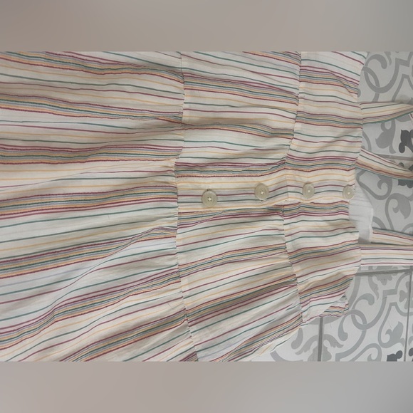 Madewell Button-Back Tiered Dress in Textural Rainbow Stripe size 12 - - Picture 6 of 6
